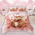 thumbnail image 1 of Manfei Kids Teens Kawaii Otters Couple Bedding Comforter Set 2pcs,Happy Valentine's Day Twin Comforter Sets Microfiber,Romantic Lover Breathable Bedding Set,Microfiber Bedroom Decor,Reversible, 1 of 8
