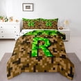 thumbnail image 1 of Manfei Kids Teens Personalized Initial Letter R 3 Pieces Queen Comforter Set,Brown Green Ultra Soft Bedding Sets,Construction Game Bedding Comforter Set,Breathable Home Decor,Reversible, 1 of 8
