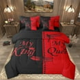 thumbnail image 1 of Manfei King and Queen 7-Piece Twin Bedding Sets, Romantic Valentines Day Bedding Comforter Set, Black Red Love Heart Reversible Sheet Sets, Microfiber Bedroom Decor, 1 of 8