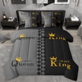 thumbnail image 1 of Manfei King and Queen Twin Bedding Sets 7-Piece for Couple, Black Grey Abstract Bedding Comforter Set, Romantic Valentines Day Reversible Sheet Sets, Luxury Bedroom Decor, 1 of 7