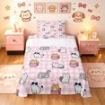 thumbnail image 1 of Manfei Kitten Cat Cat Twin Sheets, Cartoon Grid Bedding, Pink White, 3 Pieces, 1 Flat Sheet, 1 Fitted Sheet and 1 Pillowcase, 1 of 6
