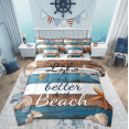 thumbnail image 1 of Manfei Lake House Bed in a Bag Twin size, Beach Seashell Bed Set, Lodge Cabin Reversible Bedding Twin Size, Ultra Soft Bedroom Decoration, 7 Pieces, 1 of 6