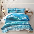 thumbnail image 1 of Manfei Large Ocean Wave Twin Quilt Set,Bright Cloud Twin Coverlet Set,White Blue,2-Piece, 1 of 7