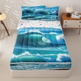 thumbnail image 1 of Manfei Large Ocean Wave Zipper Twin Comforter Sets with Fitted Sheet and 2 Pillowcases,Bright Cloud Zipper Bedding Set,White Blue,Colorful Stars Reversible,4pcs, 1 of 8