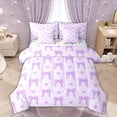 thumbnail image 1 of Manfei Lavender Bow Love Heart Polka Dot Bedding Comforter Set, Cartoon Kawaii Queen Bedding Sets for Girls Women, Colorful Stars Reversible, 7-Piece, 1 of 7