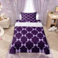 thumbnail image 1 of Manfei Lavender Satin Bow Dark Purple Twin Sheet Sets, Shiny Ribbon Bedding for Girls Women, 3pcs, 1 of 5