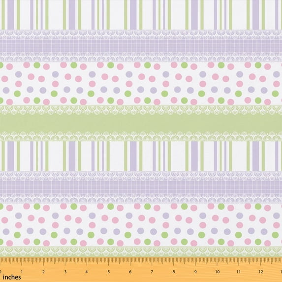 Text Tile Material Manfei Lavender Stripe Fabric by the Yard 3 Yards, Mint Dot Room Decor ...
