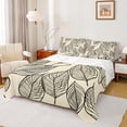 thumbnail image 1 of Manfei Leaf Plant Botanical Bed Sheets, Beige Cartoon King Sheets, Chic Modern Fashion Sheet Set, Lightweight Room Decor, 4pcs, 1 of 7
