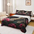thumbnail image 1 of Manfei Leopard Cheetah Lover Bed Sheets, Romantic Pink Floral King Sheets, Jungle Wildlife Animal Sheet Set, Breathable Home Decor, 4 Pieces, 1 of 6