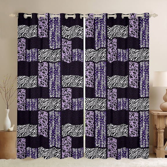 Manfei Leopard Cheetah Print Adult Black Out Curtains, Fashion Valentines Day Curtains Pack of 2 (42x63 Each), Buffalo Abstract Bedroom Curtains, Living Room Curtains Decor