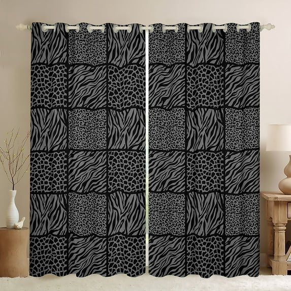 Manfei Leopard Cheetah Print Adult Curtains Pack of 2 (42x84 Each), Fashion Valentines Day Curtains Blackout, Buffalo Abstract Bedroom Curtains, Living Room Curtains Decor