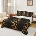 thumbnail image 1 of Manfei Leopard Cheetah Print Twin Sheet Sets, Black Gold Glitter Twin Fitted Sheet, Modern Fashion Flat Sheet, Microfiber Bedroom Decor, 3 Pieces, 1 of 7