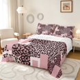thumbnail image 1 of Manfei Leopard Patchwork Bed Sheets, Cheetah Print Fuul Size Sheets, Pink and Black, Pink Reversible 4 Pieces1 Flat Sheet + 1 Fitted Sheet + 2 Pillowcases, 1 of 6