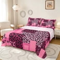 thumbnail image 1 of Manfei Leopard Patchwork Queen Sheets, Cheetah Print Queen Sheet Sets, Pink Black, Pink Reversible 4 Pieces1 Flat Sheet + 1 Fitted Sheet + 2 Pillowcases, 1 of 6