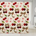 thumbnail image 1 of Manfei Leopard Pattern Bows Shower Curtain 72Wx72L,Red Sweet Cherry Bathroom Curtain, 1 of 5