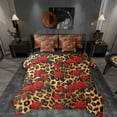 thumbnail image 1 of Manfei Leopard Print 7-Piece Twin Bedding Sets,Red Rose Bedding Comforter Set,Flower Animal Breathable Sheet Sets,Ultra Soft Floral Room Decor,Reversible, 1 of 7