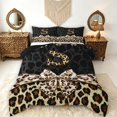 thumbnail image 1 of Manfei Leopard Print Alphabet S Queen Comforter Set,Cheetah Bowknot Comforter Sets Queen,Black Brown,Black Reversible,3 Pieces,1 Comforter and 2 Pillowcases, 1 of 7