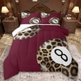 thumbnail image 1 of Manfei Leopard Print Billiards Queen Comforter Set,Ball Gamer Bedding Sets,Red Brown Black Bedding Comforter Set For Teens,Microfiber Bedroom Decor Reversible,3 Pieces, 1 of 8