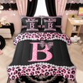 thumbnail image 1 of Manfei Leopard Print Bow Letter B Twin Bedding Sets for Girls, Black Pink Initial Bedding Comforter Set, Black Reversible, 7-Piece, 1 of 7