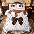 thumbnail image 1 of Manfei Leopard Print Bowknot Bed Spread Queen,Cute Polkadot Queen Coverlet Set,3 Pieces,1 Quilt and 2 Pillowcases, 1 of 7