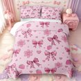 thumbnail image 1 of Manfei Leopard Print Bowknot Bed Spread Queen,Strawberry Cheetah Queen Coverlet Set,3-Piece,1 Quilt and 2 Pillowcases, 1 of 7