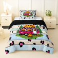 thumbnail image 1 of Manfei Leopard Print Camper Twin Comforter Sets,Country Farmhouse Lodge Bedding Set,Pink,Black Reversible,2 Pieces,1 Comforter and 1 Pillowcase, 1 of 7