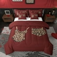 thumbnail image 1 of Homewish Leopard Print Clothes Bedding Comforter Set 7pcs, Fashion Cheetah Queen Bedding Sets, Teens Girls Women Reversible Queen Sheet Sets, Microfiber Bedroom Decor, 1 of 7