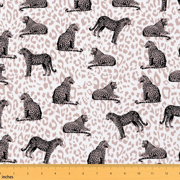 Manfei Leopard Print Fabric by the Yard 3 Yards, Animal Silhouette Room ...
