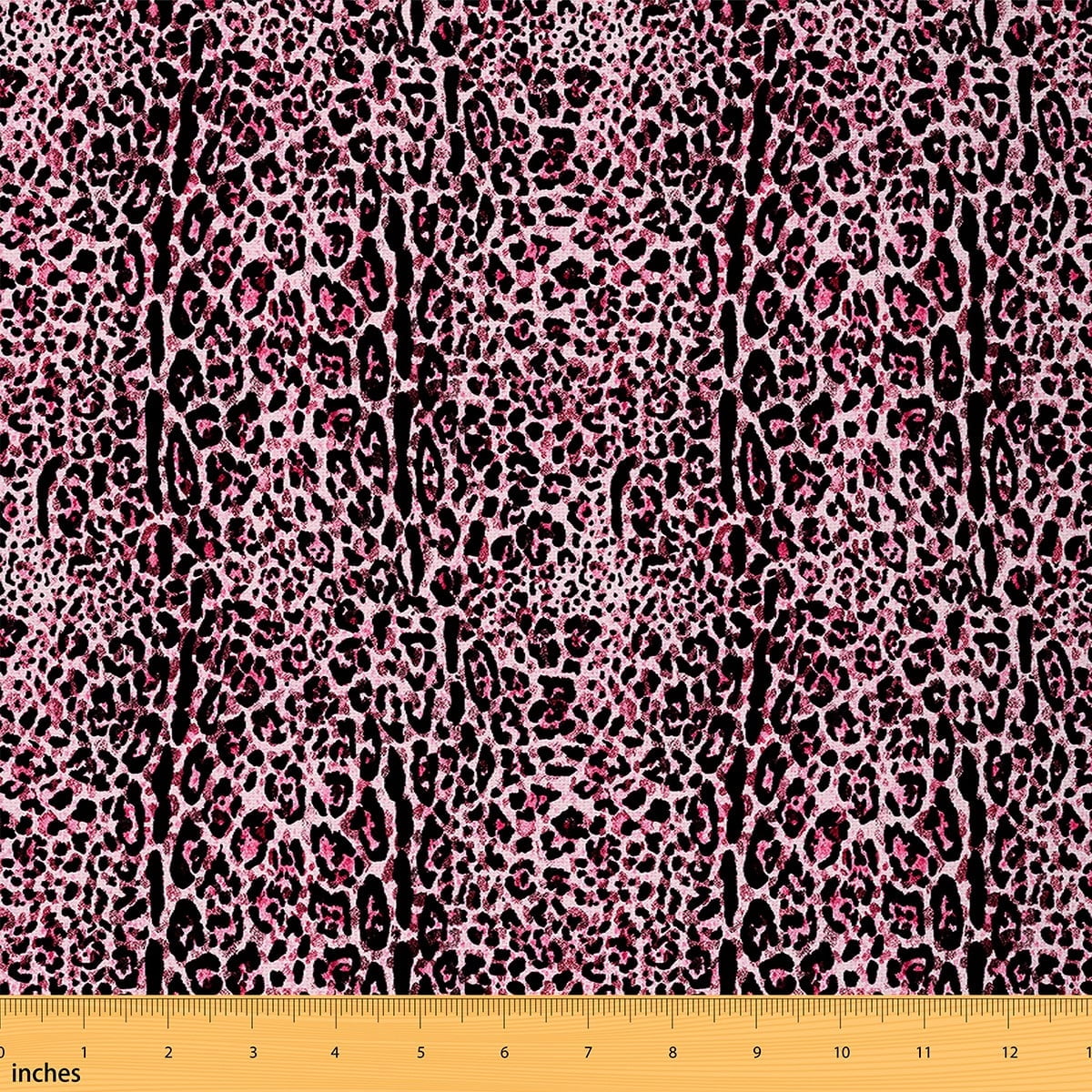 Manfei Leopard Print Fabric by the Yard (3 Yards), Wildlife Pattern Decorative Fabric by the Yard, Pink Black DIY Fabric