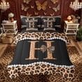 thumbnail image 1 of Manfei Leopard Print Letter H Bow Twin Bedding Sets, Fashion Diamond Bedding Comforter Set for Girls Women, Black Reversible, 7 Pieces, 1 of 7