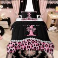 thumbnail image 1 of Manfei Leopard Print Letter I Bow Twin Comforter Sets, Rhinestone Bedding Set for Girls Women, Black Reversible, 2 Pieces, 1 of 6