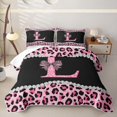 thumbnail image 1 of Manfei Leopard Print Letter L Bow Twin Quilt Set, Rhinestone Twin Coverlet Set for Girls Women, 1 of 7