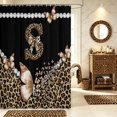 thumbnail image 1 of Manfei Leopard Print Letter S Shower Curtain 72Wx84L,Butterfly Bowtie Bathroom Shower Curtain,Black Brown, 1 of 5