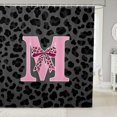 thumbnail image 1 of Manfei Leopard Print Monogram M Shower Curtain 72Wx72L,Cute Bow Bathroom Curtain,Light Gray, 1 of 5