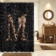 thumbnail image 1 of Manfei Leopard Print Monogram M Shower Curtain 72Wx84L,Cute Bow Bathroom Shower Curtain,Black Brown, 1 of 5