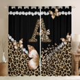 thumbnail image 1 of Manfei Leopard Print Monogrammed A Blackout Curtains,Dreamy Butterfly Window Curtains Pack of 2 (38x45 Each),Black Brown, 1 of 6