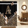 thumbnail image 1 of Manfei Leopard Print Monogrammed A Shower Curtain 72Wx72L,Dreamy Butterfly Bathroom Curtain,Black Brown, 1 of 5