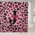 thumbnail image 1 of Manfei Leopard Print Monogrammed J Shower Curtain 72Wx78L,Dreamy Bow Bath Curtain,Pink, 1 of 5