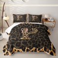 thumbnail image 1 of Manfei Leopard Print P Personalized Initial Quilt King for Teens Female,Girls Vintage Bowtie Cheetah Print King Coverlet Set, 1 of 7