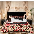 thumbnail image 1 of Manfei Leopard Print Personalized Initial B Queen Duvet Cover Set for Girls,Vintage Red Bow Bedding for Women Teens,Black Reversible,Ultra Soft Home Decor,3 Pieces,No Comforter, 1 of 5