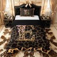 thumbnail image 1 of Manfei Leopard Print Personalized Initial E Twin Bedding for Teens,Pink Ribbon Bow Duvet Cover Set for Girls,Black Reversible,Ultra Soft Home Decor,2pcs,No Comforter, 1 of 5