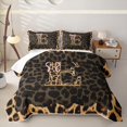 thumbnail image 1 of Manfei Leopard Print Personalized Initial E Twin Quilt Set for Teens,Pink Ribbon Bow Twin Coverlet Set for Girls, 1 of 7
