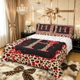 thumbnail image 1 of Manfei Leopard Print Personalized Initial H Full Size Sheets 4-Piece for Girls,Vintage Red Bow Bed Sheets for Women Teens,Microfiber Bedroom Decor, 1 of 5