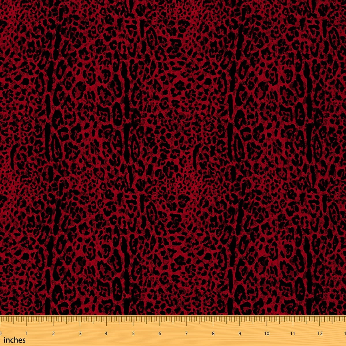 Manfei Leopard Print Sewing & Crafting Fabric (3 Yards), Wildlife Pattern Home Decor Fabric by the Yard, Red Black DIY Fabric