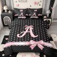 thumbnail image 1 of Manfei Letter A Print 7-Piece Twin Bedding,Pink Dreamy Bow Bedding Comforter Set,Black Reversible, 1 of 7