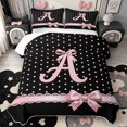 thumbnail image 1 of Manfei Letter A Print Quilt Full,Pink Dreamy Bow Full Bedspread Sets,3pcs,1 Coverlet and 2 Pillowcases, 1 of 7