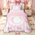 thumbnail image 1 of Manfei Letter C Monogrammed Stripes Twin Bedding for Women Teens,Girls Kids Shabby Chic Pink Lace Bow Duvet Cover Set,Pink Reversible,Breathable Home Decor,2pcs,No Comforter, 1 of 6