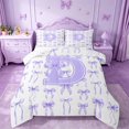 thumbnail image 1 of Manfei Letter D Personalized Initial Full Size Comforter Sets For Girls,Girls Lavender Bow Bedding Sets For Kids,Reversible,3-Piece, 1 of 7