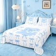 thumbnail image 1 of Manfei Letter E Initial Monogram Queen Sheet Sets For Kids,Girly Bowknot Bed Set For Bow Lovers,4-Piece, 1 of 6