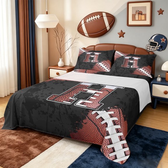 Manfei H Rugby Queen 4-Piece Microfiber Boys Sport Sheet Set